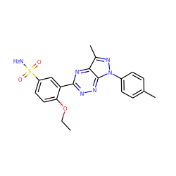 CCOc1ccc(S(N)(=O)=O)cc1-c1nnc2c(n1)c(C)nn2-c1ccc(C)cc1 ZINC000473130114