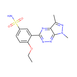 CCOc1ccc(S(N)(=O)=O)cc1-c1nnc2c(n1)c(C)nn2C ZINC000299858537