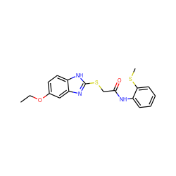 CCOc1ccc2[nH]c(SCC(=O)Nc3ccccc3SC)nc2c1 ZINC000002799792