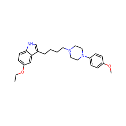 CCOc1ccc2[nH]cc(CCCCN3CCN(c4ccc(OC)cc4)CC3)c2c1 ZINC000013582413