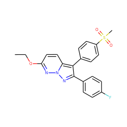 CCOc1ccc2c(-c3ccc(S(C)(=O)=O)cc3)c(-c3ccc(F)cc3)nn2n1 ZINC000028378145