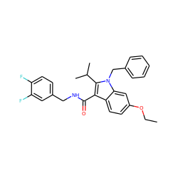 CCOc1ccc2c(C(=O)NCc3ccc(F)c(F)c3)c(C(C)C)n(Cc3ccccc3)c2c1 ZINC000096172077