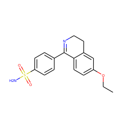 CCOc1ccc2c(c1)CCN=C2c1ccc(S(N)(=O)=O)cc1 ZINC000084669437