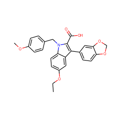 CCOc1ccc2c(c1)c(-c1ccc3c(c1)OCO3)c(C(=O)O)n2Cc1ccc(OC)cc1 ZINC000029547518