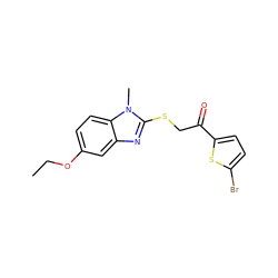 CCOc1ccc2c(c1)nc(SCC(=O)c1ccc(Br)s1)n2C ZINC000001199453