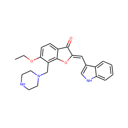 CCOc1ccc2c(c1CN1CCNCC1)O/C(=C\c1c[nH]c3ccccc13)C2=O ZINC000095561652