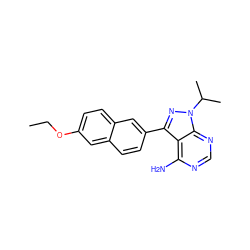 CCOc1ccc2cc(-c3nn(C(C)C)c4ncnc(N)c34)ccc2c1 ZINC000071295693