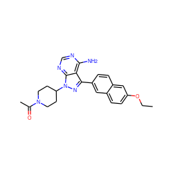 CCOc1ccc2cc(-c3nn(C4CCN(C(C)=O)CC4)c4ncnc(N)c34)ccc2c1 ZINC000084672418