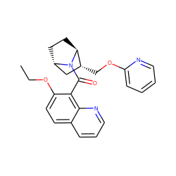 CCOc1ccc2cccnc2c1C(=O)N1[C@H]2CC[C@H]1[C@H](COc1ccccn1)C2 ZINC000226090440