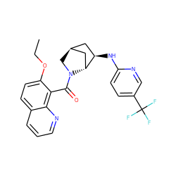 CCOc1ccc2cccnc2c1C(=O)N1C[C@H]2C[C@@H](Nc3ccc(C(F)(F)F)cn3)[C@H]1C2 ZINC000261174482