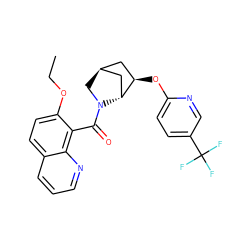 CCOc1ccc2cccnc2c1C(=O)N1C[C@H]2C[C@@H](Oc3ccc(C(F)(F)F)cn3)[C@H]1C2 ZINC000218524052