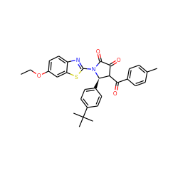 CCOc1ccc2nc(N3C(=O)C(=O)C(C(=O)c4ccc(C)cc4)[C@H]3c3ccc(C(C)(C)C)cc3)sc2c1 ZINC000009186768