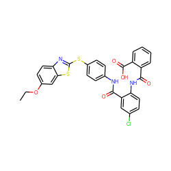 CCOc1ccc2nc(Sc3ccc(NC(=O)c4cc(Cl)ccc4NC(=O)c4ccccc4C(=O)O)cc3)sc2c1 ZINC000026570596