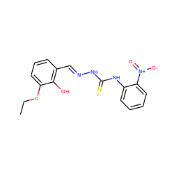 CCOc1cccc(/C=N/NC(=S)Nc2ccccc2[N+](=O)[O-])c1O ZINC000013865661