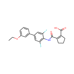 CCOc1cccc(-c2cc(F)c(NC(=O)C3=C(C(=O)O)CCC3)c(F)c2)c1 ZINC000013534142