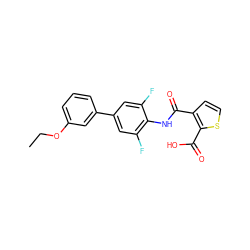 CCOc1cccc(-c2cc(F)c(NC(=O)c3ccsc3C(=O)O)c(F)c2)c1 ZINC000014960652