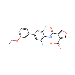 CCOc1cccc(-c2cc(F)c(NC(=O)c3cocc3C(=O)O)c(F)c2)c1 ZINC000014960692