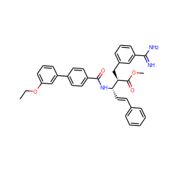 CCOc1cccc(-c2ccc(C(=O)N[C@@H](/C=C/c3ccccc3)[C@@H](Cc3cccc(C(=N)N)c3)C(=O)OC)cc2)c1 ZINC000027517414