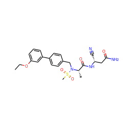 CCOc1cccc(-c2ccc(CN([C@@H](C)C(=O)N[C@H](C#N)CC(N)=O)S(C)(=O)=O)cc2)c1 ZINC000653802066