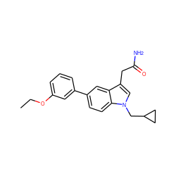 CCOc1cccc(-c2ccc3c(c2)c(CC(N)=O)cn3CC2CC2)c1 ZINC000028888248