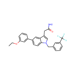 CCOc1cccc(-c2ccc3c(c2)c(CC(N)=O)cn3Cc2cccc(C(F)(F)F)c2)c1 ZINC000028888265