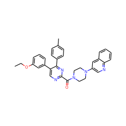 CCOc1cccc(-c2cnc(C(=O)N3CCN(c4cnc5ccccc5c4)CC3)nc2-c2ccc(C)cc2)c1 ZINC000071316829