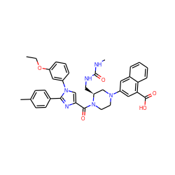 CCOc1cccc(-n2cc(C(=O)N3CCN(c4cc(C(=O)O)c5ccccc5c4)C[C@@H]3CNC(=O)NC)nc2-c2ccc(C)cc2)c1 ZINC000049898545