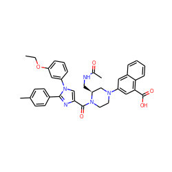 CCOc1cccc(-n2cc(C(=O)N3CCN(c4cc(C(=O)O)c5ccccc5c4)C[C@@H]3CNC(C)=O)nc2-c2ccc(C)cc2)c1 ZINC000042806021