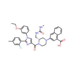 CCOc1cccc(-n2cc(C(=O)N3CCN(c4cc(C(=O)O)c5ccccc5c4)C[C@H]3CNC(=O)NC)nc2-c2ccc(C)cc2F)c1 ZINC000049898352