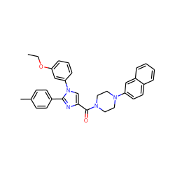 CCOc1cccc(-n2cc(C(=O)N3CCN(c4ccc5ccccc5c4)CC3)nc2-c2ccc(C)cc2)c1 ZINC000040917848