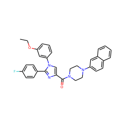 CCOc1cccc(-n2cc(C(=O)N3CCN(c4ccc5ccccc5c4)CC3)nc2-c2ccc(F)cc2)c1 ZINC000040918144