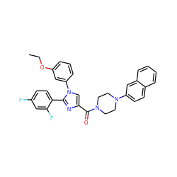 CCOc1cccc(-n2cc(C(=O)N3CCN(c4ccc5ccccc5c4)CC3)nc2-c2ccc(F)cc2F)c1 ZINC000044417794