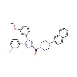 CCOc1cccc(-n2cc(C(=O)N3CCN(c4ccc5ccccc5c4)CC3)nc2-c2cccc(F)c2)c1 ZINC000040918004