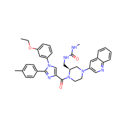 CCOc1cccc(-n2cc(C(=O)N3CCN(c4cnc5ccccc5c4)C[C@@H]3CNC(=O)NC)nc2-c2ccc(C)cc2)c1 ZINC000044306178