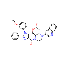 CCOc1cccc(-n2cc(C(=O)N3CCN(c4cnc5ccccc5c4)C[C@@H]3COC(C)=O)nc2-c2ccc(C)cc2)c1 ZINC000042808580