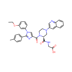 CCOc1cccc(-n2cc(C(=O)N3CCN(c4cnc5ccccc5c4)C[C@H]3C(=O)NCC(=O)O)nc2-c2ccc(C)cc2)c1 ZINC000044351142