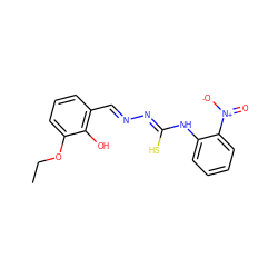 CCOc1cccc(C=NN=C(S)Nc2ccccc2[N+](=O)[O-])c1O ZINC000253966726