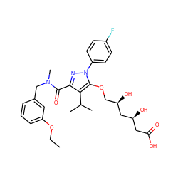 CCOc1cccc(CN(C)C(=O)c2nn(-c3ccc(F)cc3)c(OC[C@@H](O)C[C@@H](O)CC(=O)O)c2C(C)C)c1 ZINC000014967906