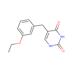 CCOc1cccc(Cc2c[nH]c(=O)[nH]c2=O)c1 ZINC000001750550