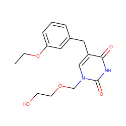 CCOc1cccc(Cc2cn(COCCO)c(=O)[nH]c2=O)c1 ZINC000013743501