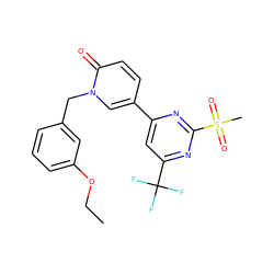 CCOc1cccc(Cn2cc(-c3cc(C(F)(F)F)nc(S(C)(=O)=O)n3)ccc2=O)c1 ZINC001772656833