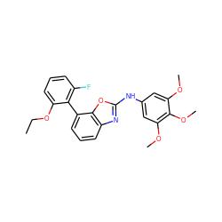 CCOc1cccc(F)c1-c1cccc2nc(Nc3cc(OC)c(OC)c(OC)c3)oc12 ZINC000169328306