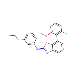 CCOc1cccc(Nc2nc3cccc(-c4c(F)cccc4OC)c3o2)c1 ZINC000169326147