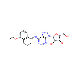 CCOc1cccc2c1CCC[C@@H]2Nc1ncnc2c1ncn2[C@@H]1O[C@H](CO)[C@@H](O)[C@H]1O ZINC000013649524