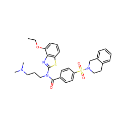 CCOc1cccc2sc(N(CCCN(C)C)C(=O)c3ccc(S(=O)(=O)N4CCc5ccccc5C4)cc3)nc12 ZINC000038139147