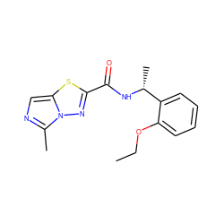 CCOc1ccccc1[C@@H](C)NC(=O)c1nn2c(C)ncc2s1 ZINC000207139681