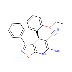 CCOc1ccccc1[C@H]1C(C#N)=C(N)Nc2onc(-c3ccccc3)c21 ZINC000100616262