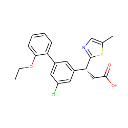 CCOc1ccccc1-c1cc(Cl)cc([C@@H](CC(=O)O)c2ncc(C)s2)c1 ZINC001772603555