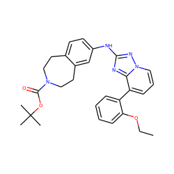 CCOc1ccccc1-c1cccn2nc(Nc3ccc4c(c3)CCN(C(=O)OC(C)(C)C)CC4)nc12 ZINC000096169750