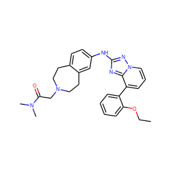 CCOc1ccccc1-c1cccn2nc(Nc3ccc4c(c3)CCN(CC(=O)N(C)C)CC4)nc12 ZINC000096169755